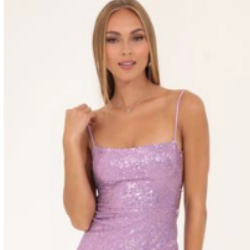 Lucy in the Sky Starstruck Strappy Dress in Lavender Iridescence XXS